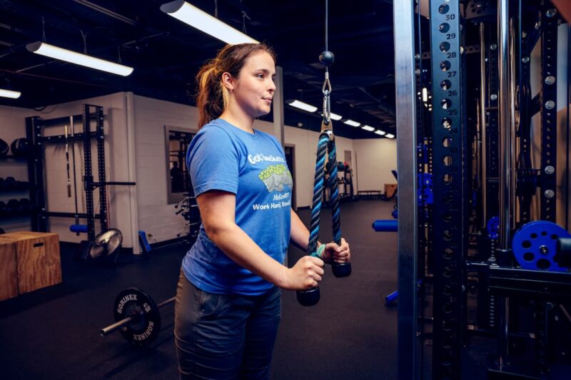 Woman doing triceps press